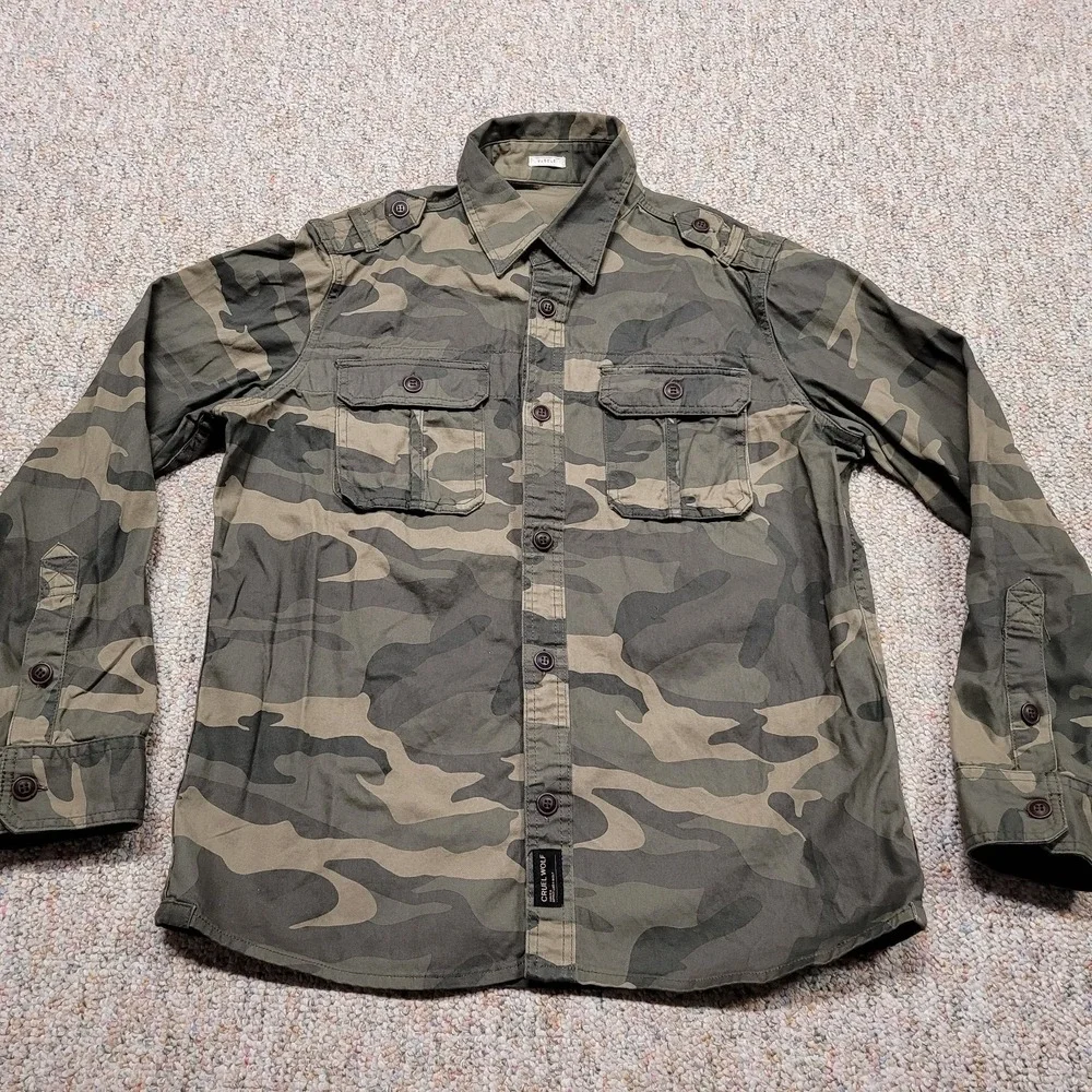 Abercrombie & Fitch Jacket Mens Large Woodland Camo Military Cruel Wolf‎ Muscle